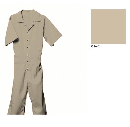 Men’s Short Sleeve Unhemmed Jumpsuit, Khaki