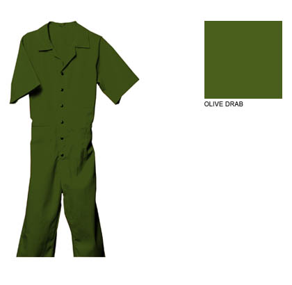 Mens Short Sleeve Unhemmed Jumpsuit, Olive