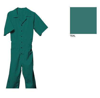 Men’s Short Sleeve Unhemmed Jumpsuit, Teal