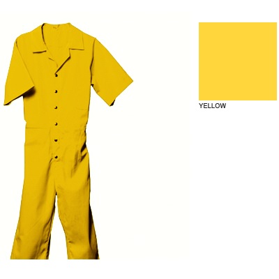 Men’s Short Sleeve Hemmed Jumpsuit, Yellow