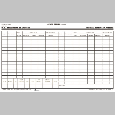 BOP Stock Record Form