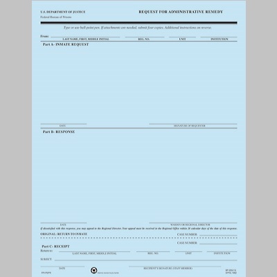 BOP Request for Administrative Remedy Form
