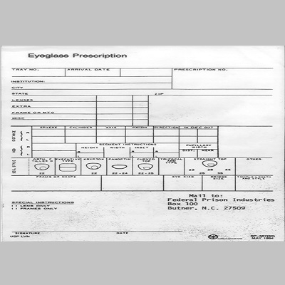 BOP Prescription Eyeglass Order Form