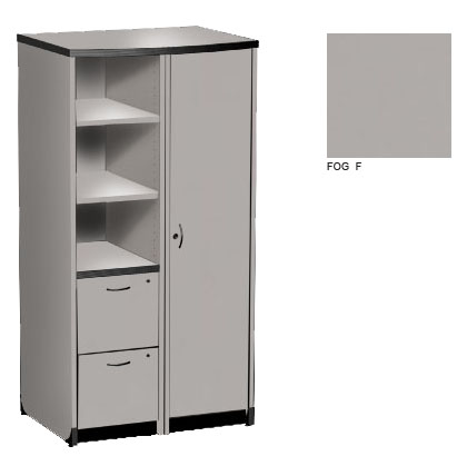 Harmony 33"W Bow Top Right Door Open Shelf and File Tower Cabinet