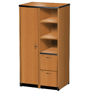 Harmony 33"W Bow Top Left Door Open Shelf and File Tower Cabinet